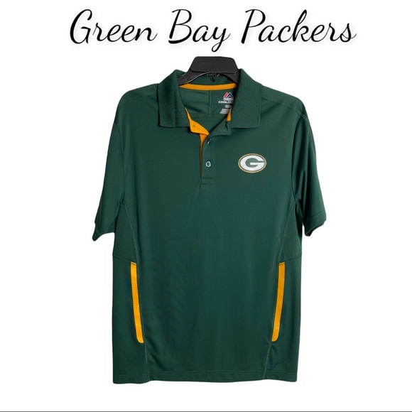 Majestic Cool Base Men's Green Bay Packers Short-Sleeve Polo - Picture 1 of 9
